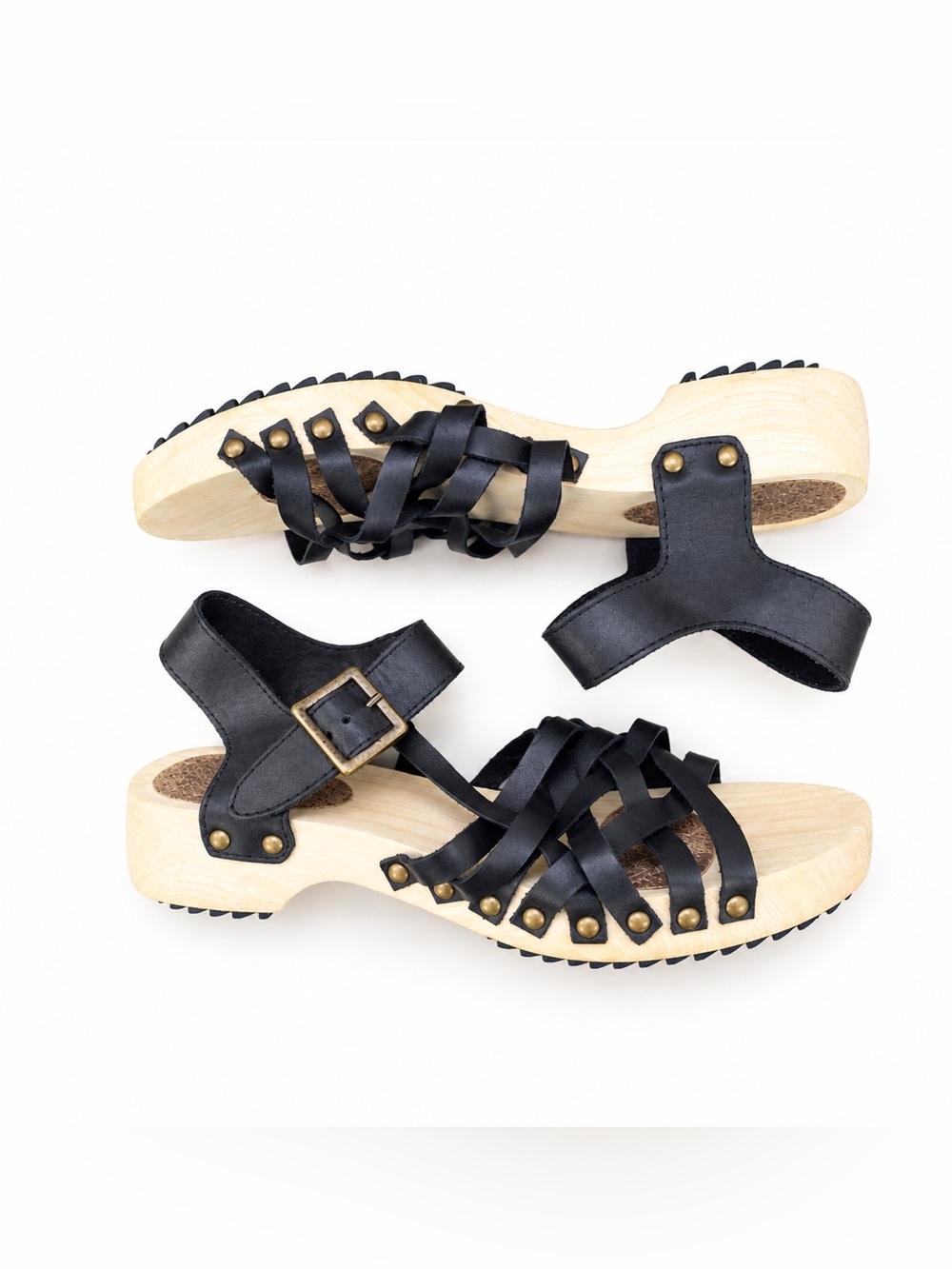 Kelsi Dagger Brooklyn Sandals Womens 7.5 Black Leather Wood Clog